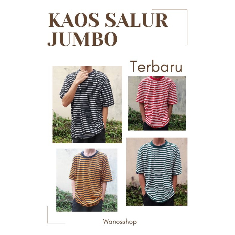 Kaos pria wanita stripe salur motif garis jumbo big size over size