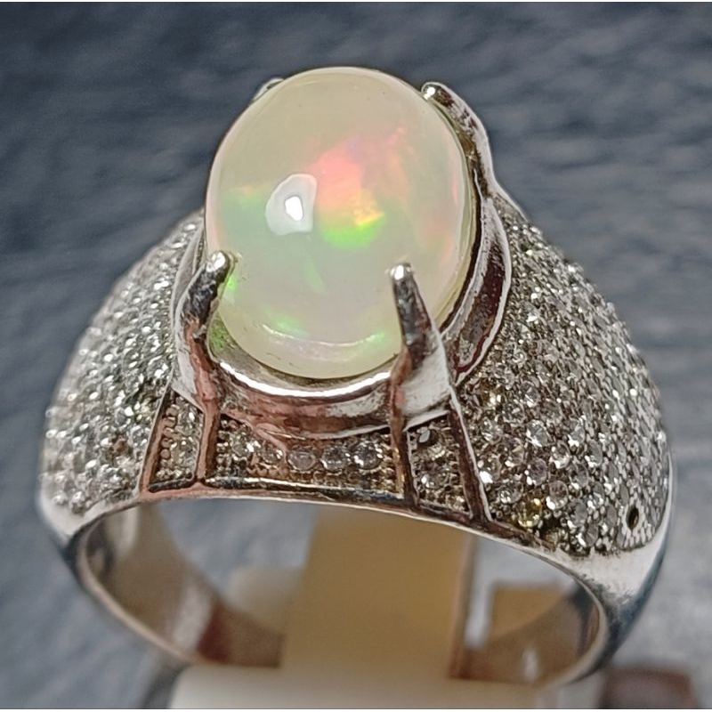 kalimaya susu / milky opal ring perak