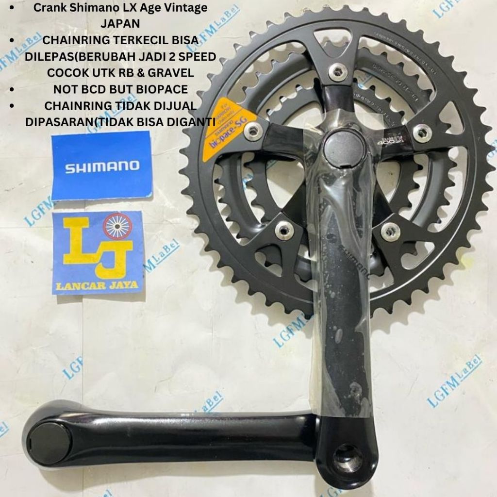 Crank Shimano EXAGE LX400 Japan Triple 28-38-48T Black Alloy 170MM
