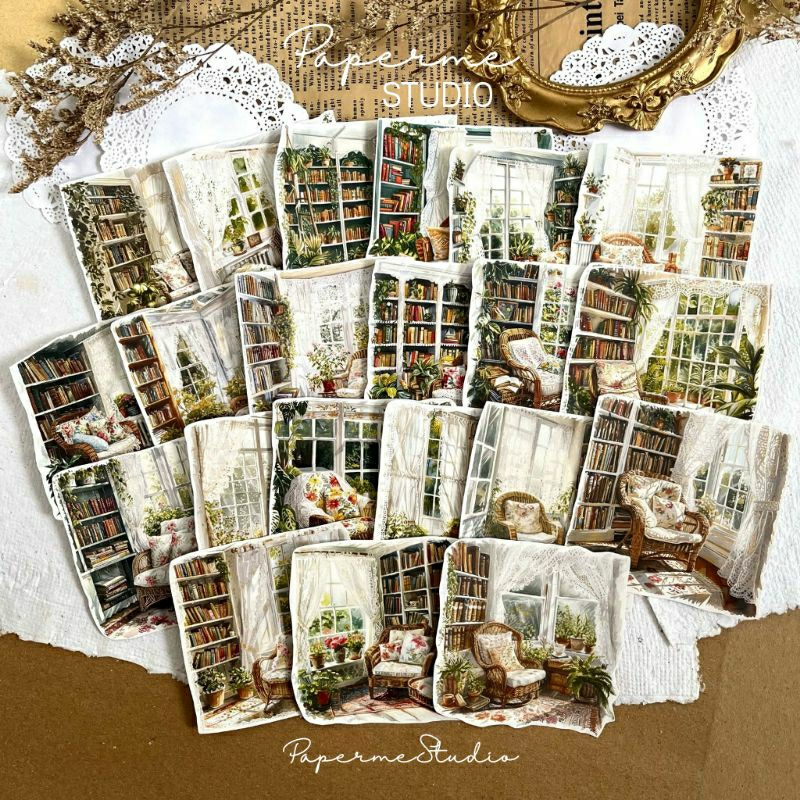 

CUT STICKER - aesthetic windows lace book sunny day garden look journaling deco paper by Papermestudio