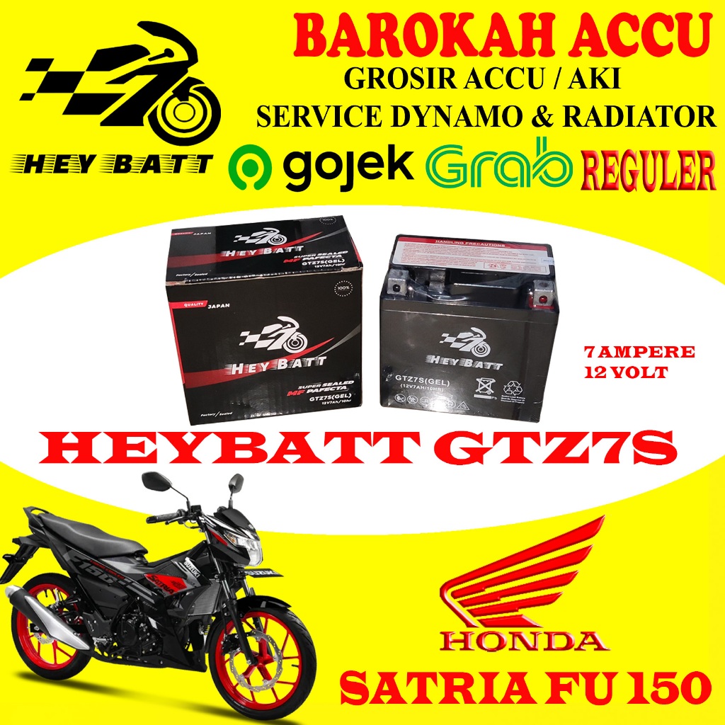 AKI MOTOR HONDA SATRIA FU 150 HEYBATT GTZ7S, 7 AH
