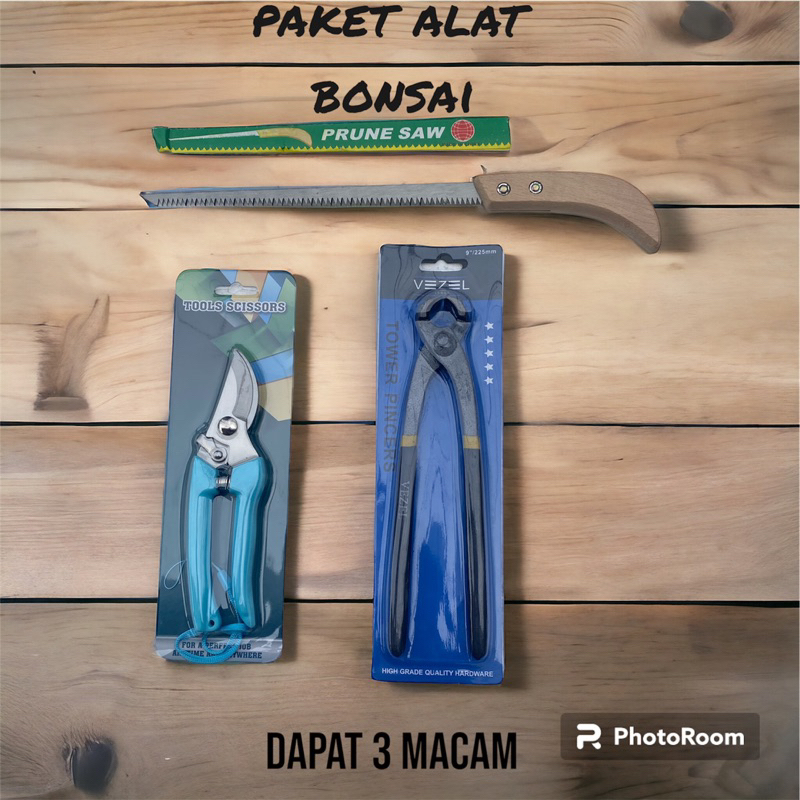 paket alat bonsai 3 macam gergaji mini , catok bonsai dan gunting dahan