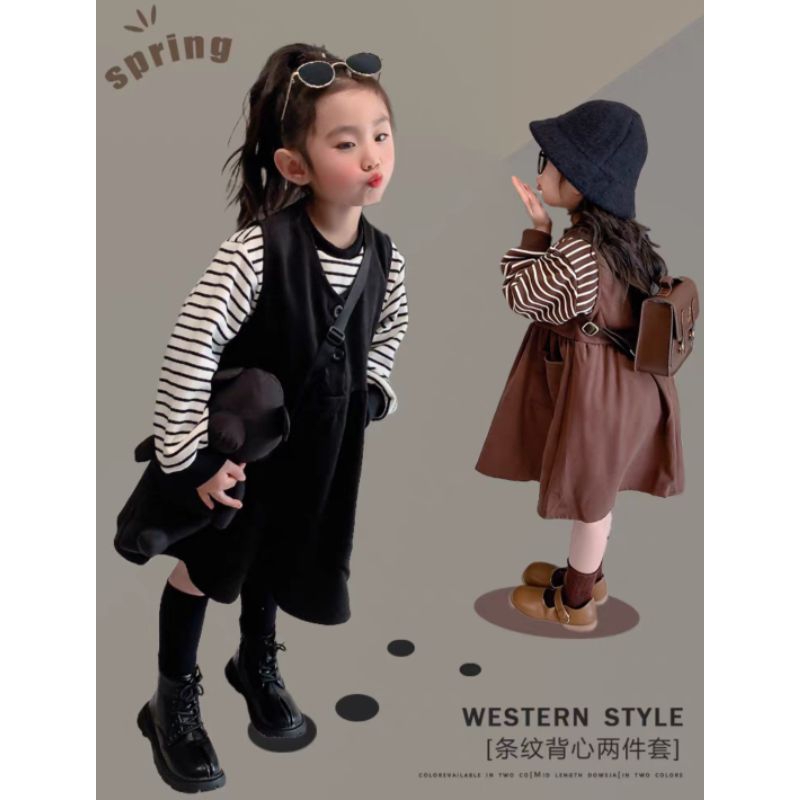 size (3th, 4th,5th, 6th )dress salur rajut anak perempuan import premium / setelan 2in1 dress anak p