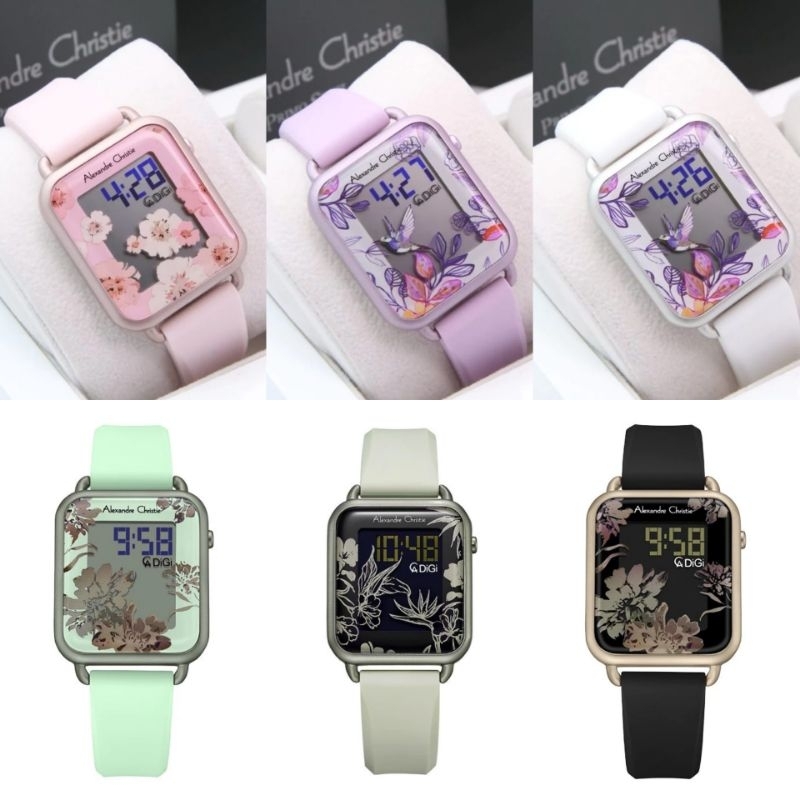 Jam tangan wanita Alexandre Christie Ac 9332 /  Ac 9344 /  Ac 9378   Digital Rubber Original