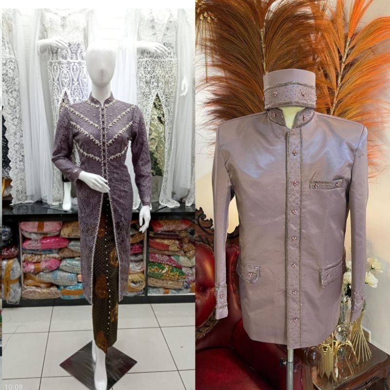 sepasang baju orang tua pengantin / kebaya ibu hajat couple beskap