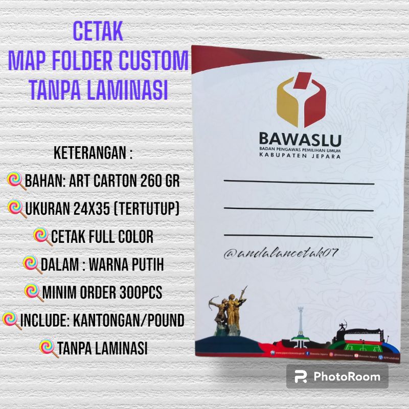 

[CUSTOM] Cetak Map F4 Folder 260gr SEKOLAH / KANTOR TANPA LAMINASI
