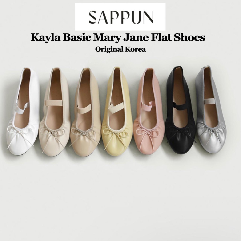 (READY Black 38&39) SAPPUN Kayla Basic Mary Jane Flat Shoes Original Korea