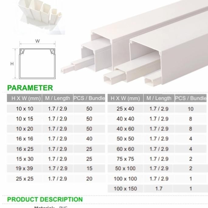 Kabel Dak dakting Ducting Cable Protektor Protektor pelindung penutup 50x100 50 x 100 mm / 5  x 10 C