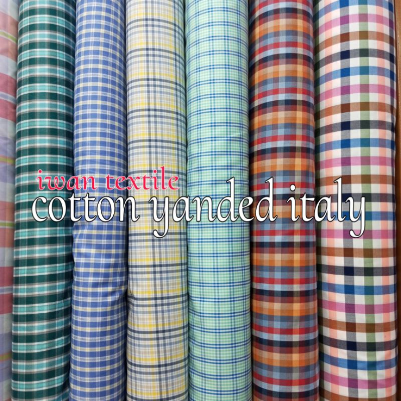 PROMO kain katun yanded italy kotak kotak / bahan baju kemeja koko