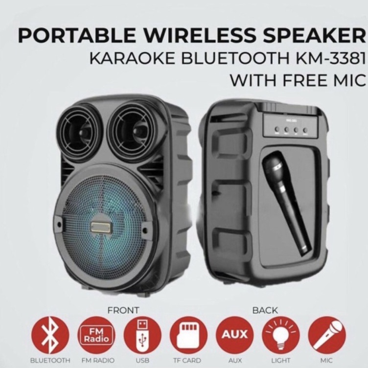 Speaker Bluetooth Portable 65 inch KM3381  Plus Microphone  Speaker microphone KM3381