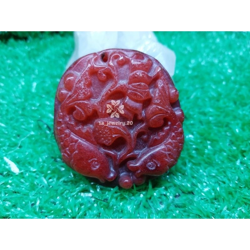 LIONTIN GIOK MERAH UKIR KOI
