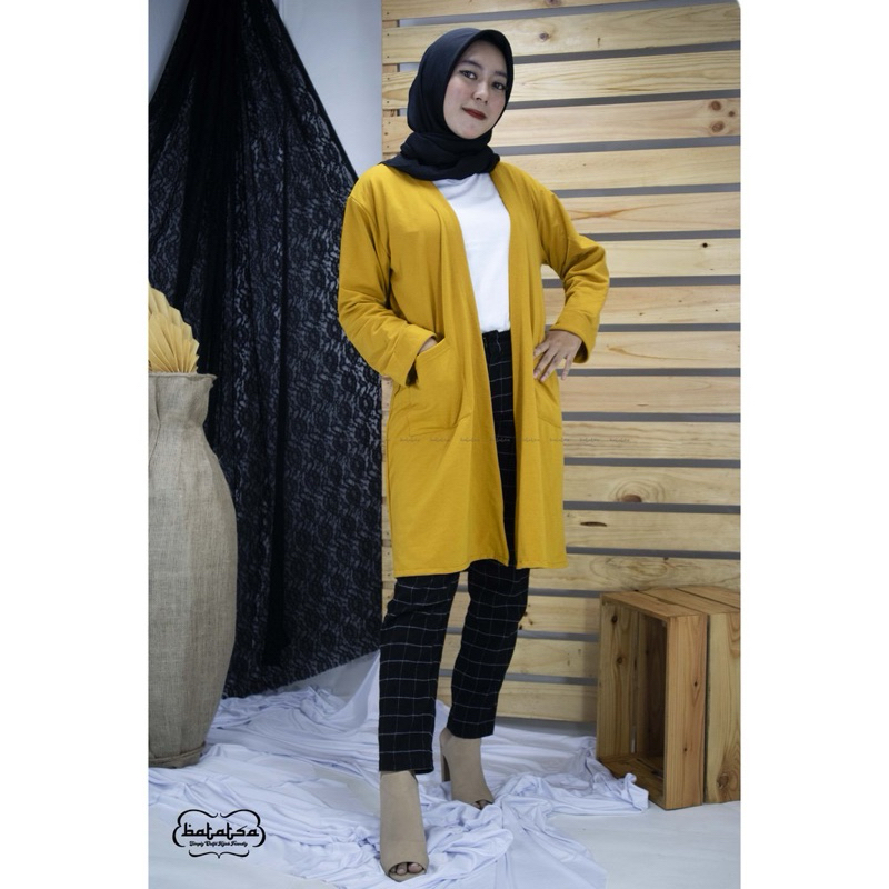 Genna Long Outer / cardigan panjang polos / blazer katun