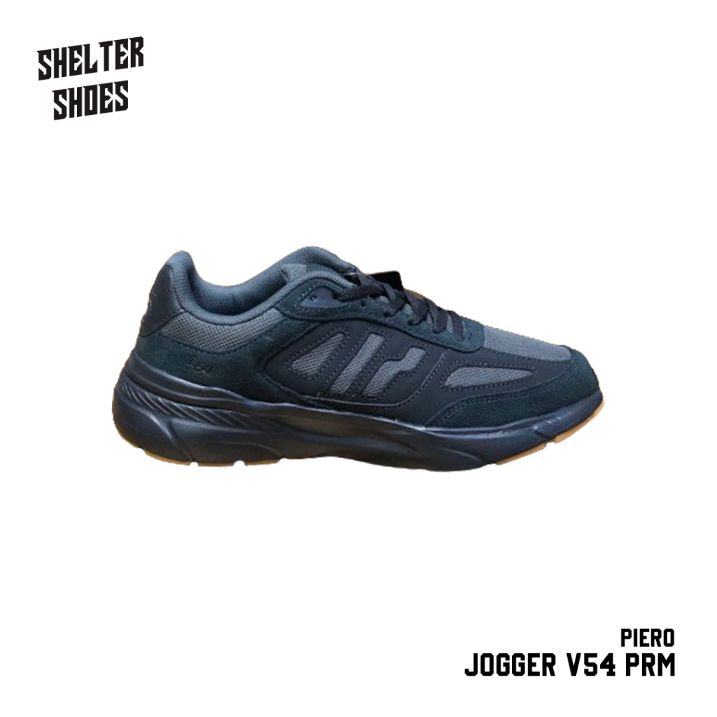 SEPATU PIERO JOGGER V54 PRM PHANTOM BLACK GREY LONDON SERIES SNEAKERS CASUAL MOJO AJAX MILAN DERBY E