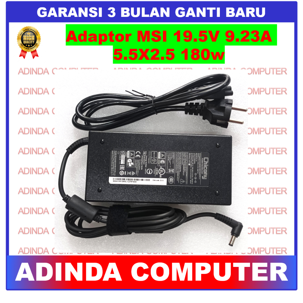 Adaptor Charger MSI GS65 GF65 19.5V 9.23A 5.5X2.5 180W