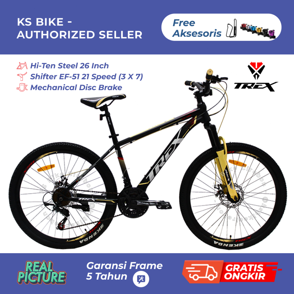 MTB Trex XT 789 26 Inch Frame Steel 21 Speed Rem Cakram Sepeda Gunung Dewasa