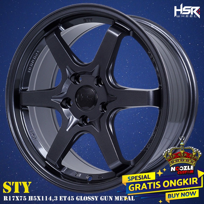 Velg Mobil Ring 17 Lubang 5 PCD 114,3 Pelek Racing Terbaru Palang 6 Baut 5 Type HSR STY