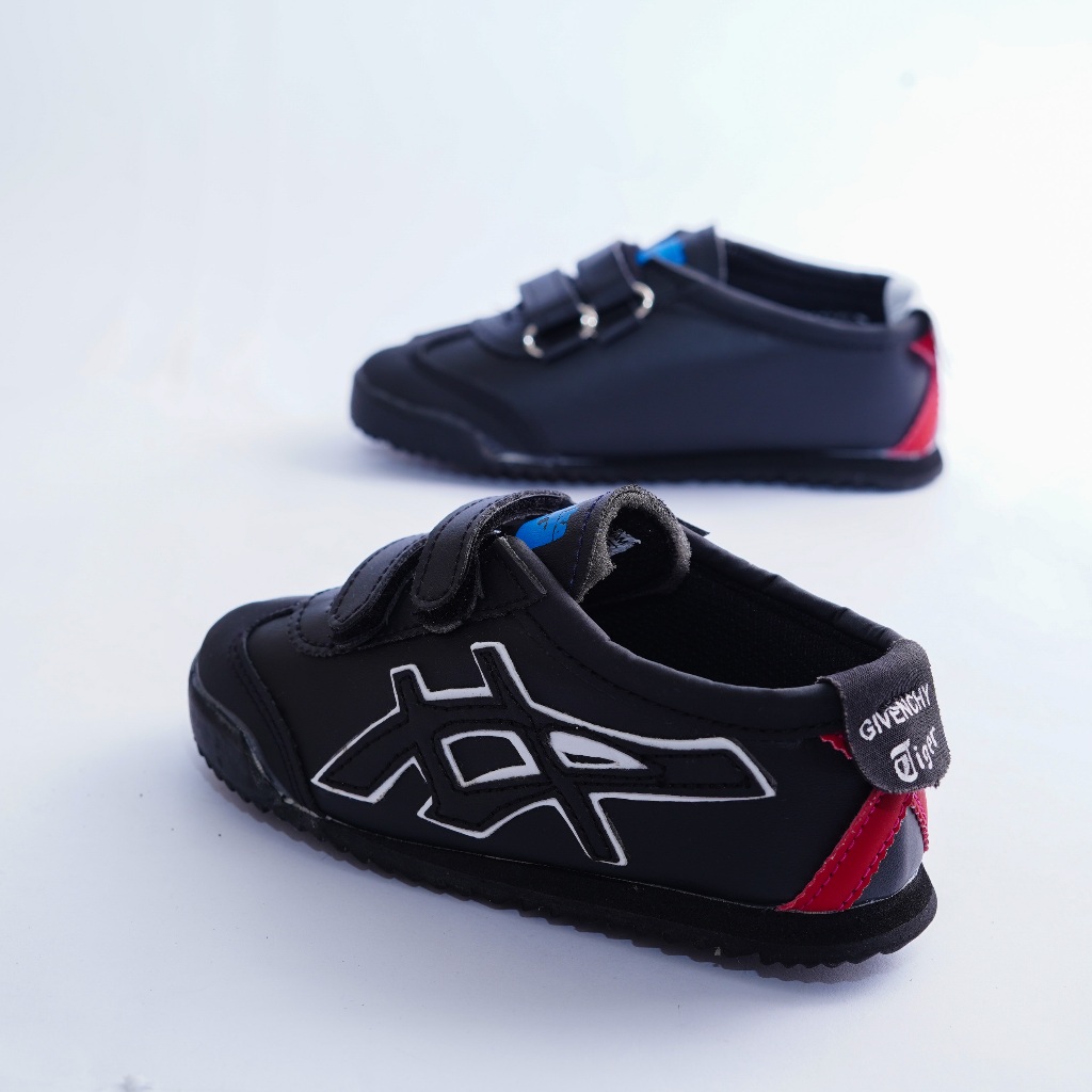 Sepatu Anak Sekolah Sneakers Onitsuka Tiger Bordir Hitam OTG-01