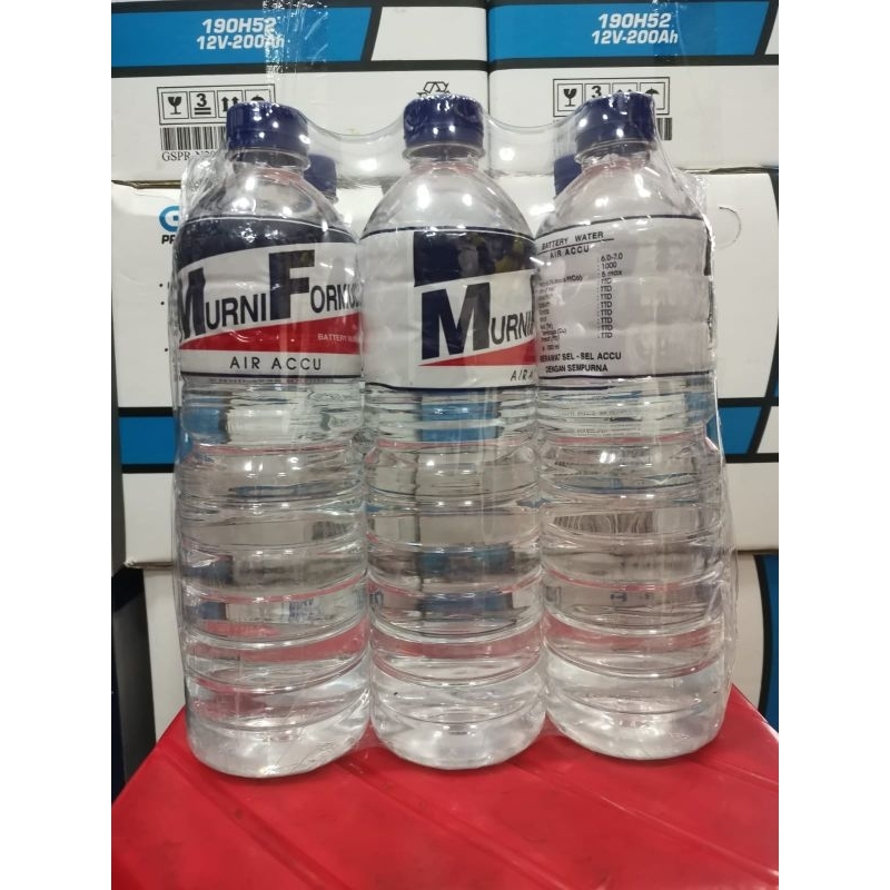 Air Accu Isi Ulang Kemasan Botol 1 Liter / 1 Botol Air Aki Isi Ulang