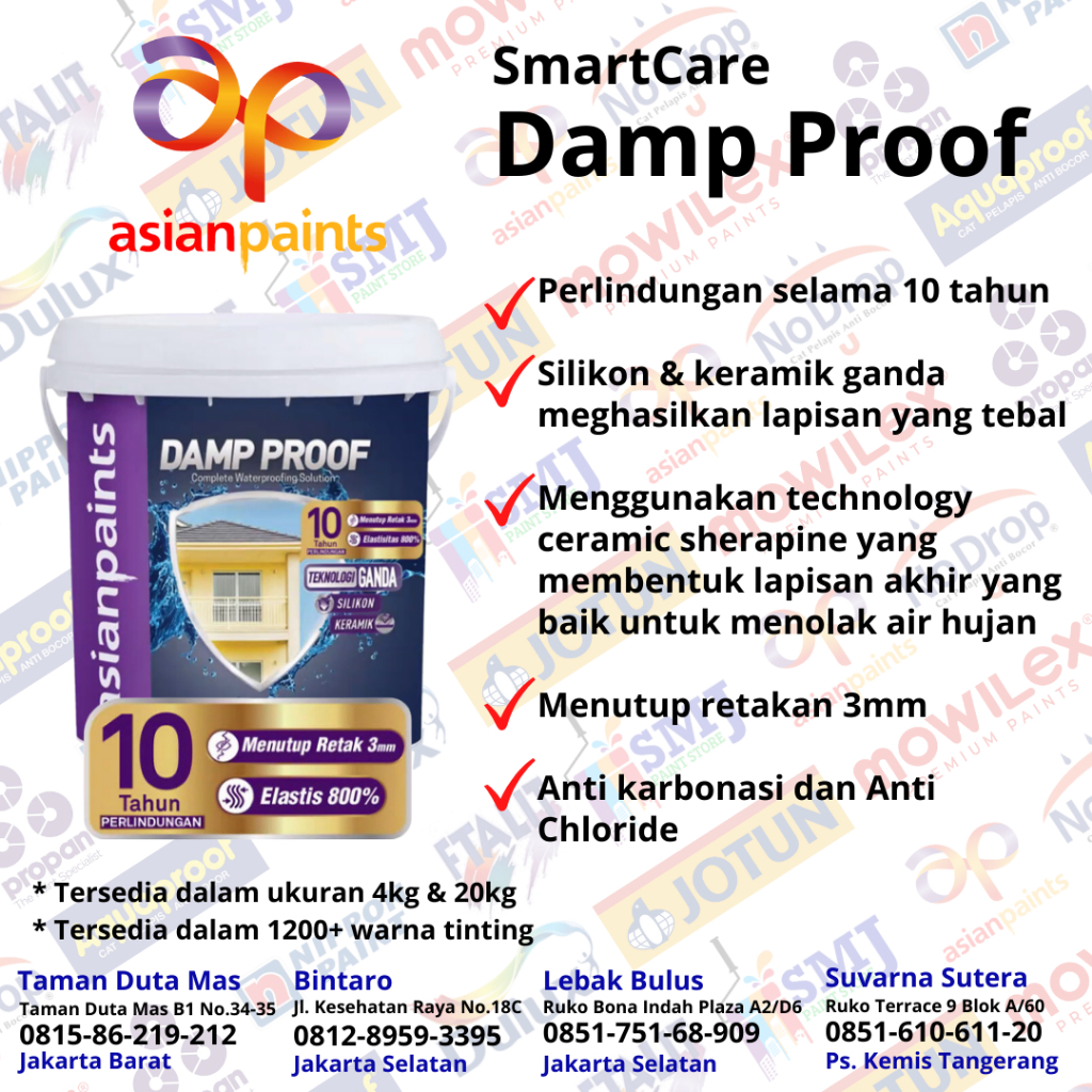 CAT PELAPIS ANTI BOCOR ASIAN PAINTS SMART CARE DAMP PROOF 4kg
