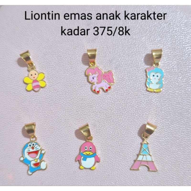 Liontin emas anak karakter kadar 375/8k emas asli