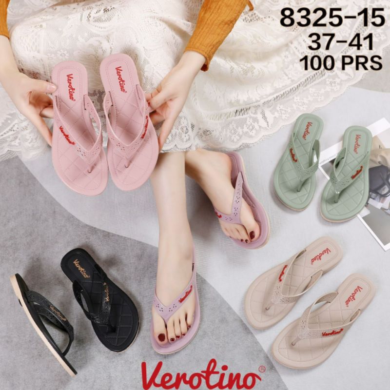 SENDAL JEPIT JELLY KARET MOTIF ALAS KETUPAT VEROTINO 8325-15