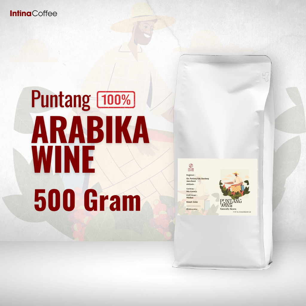 

Kopi Biji/Bubuk Arabika 500 gram 100% Arabica Wine Puntang