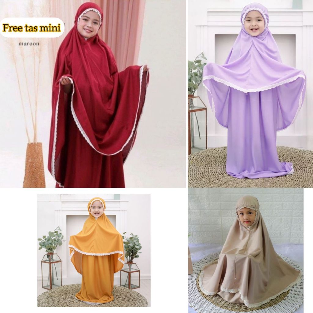 Mukenah Anak 2 Tahun 3 Tahun 4 Tahun 5 Tahun 6 Tahun 7 Tahun Bahan Adem Dingin Katun Micro Tidak Pan