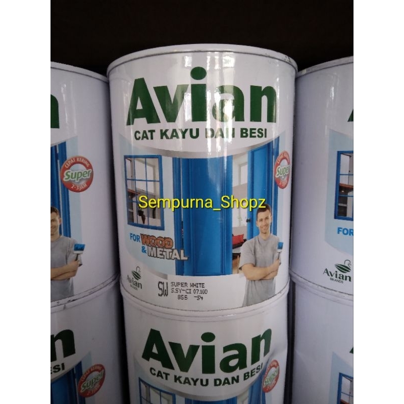 Cat Kayu dan Besi Avian 0.9 L SW Super white cat minyak avian