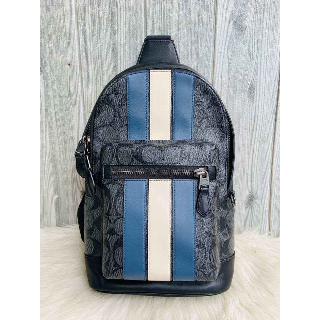 TAS BRANDED Signature Varsity Stripe West Pack Charcoal Denim Chalk