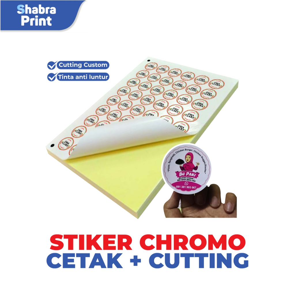 

Cetak Stiker Kertas Chromo / Cetak Stiker Label Kemasan / Stiker Kue / Stiker Toples