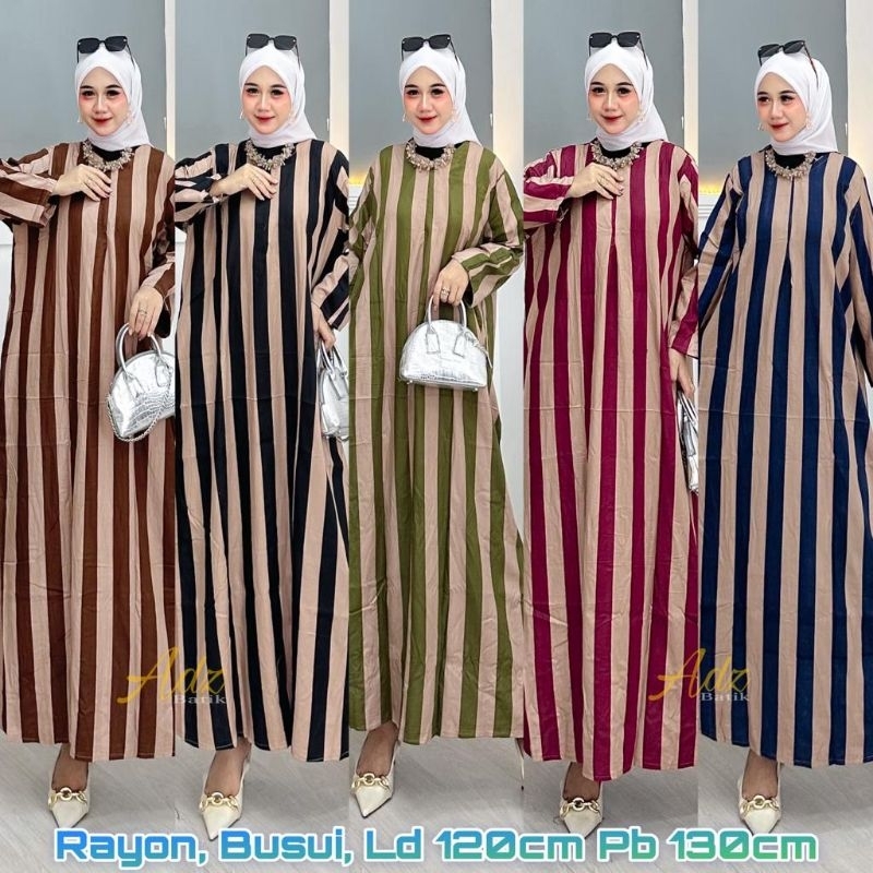 Gamis mididres jumbo garis salur busui