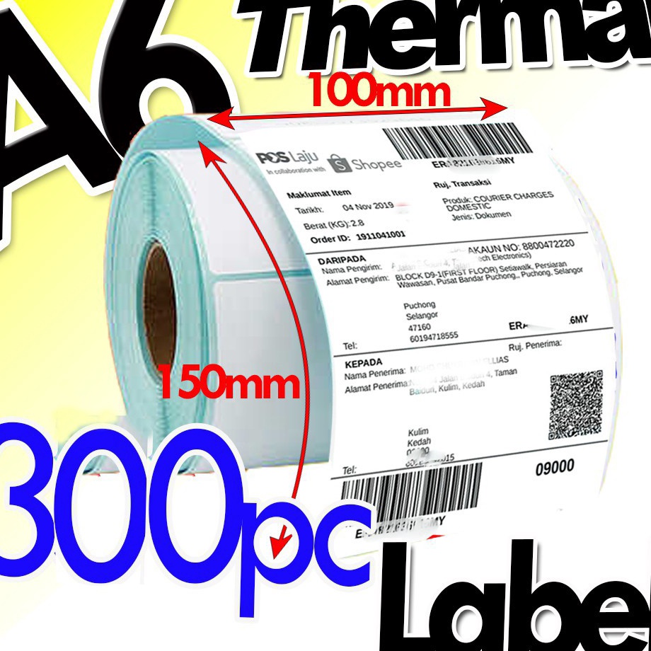 

Ready Stok LABEL STICKER THERMAL BARCODE 1x15mm 1x15cm 3Pcs Core 1 MURAH A6 4 x 6