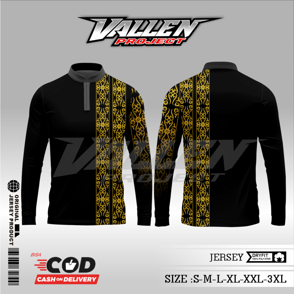 BAJU KEMEJA KOKO PRIA DEWASA DAN ANAK / MOTIF HITAM GOLD EMAS TANGAN PANJANG DAN PENDEK / JERSEY KOK