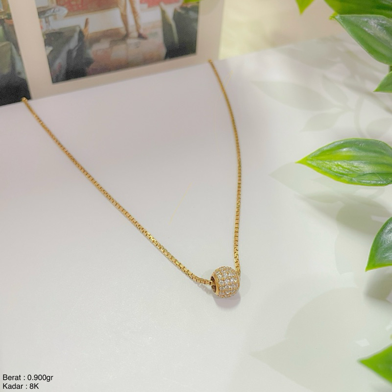 Perhiasan Liontin Emas Bola Full Permata 8k/375