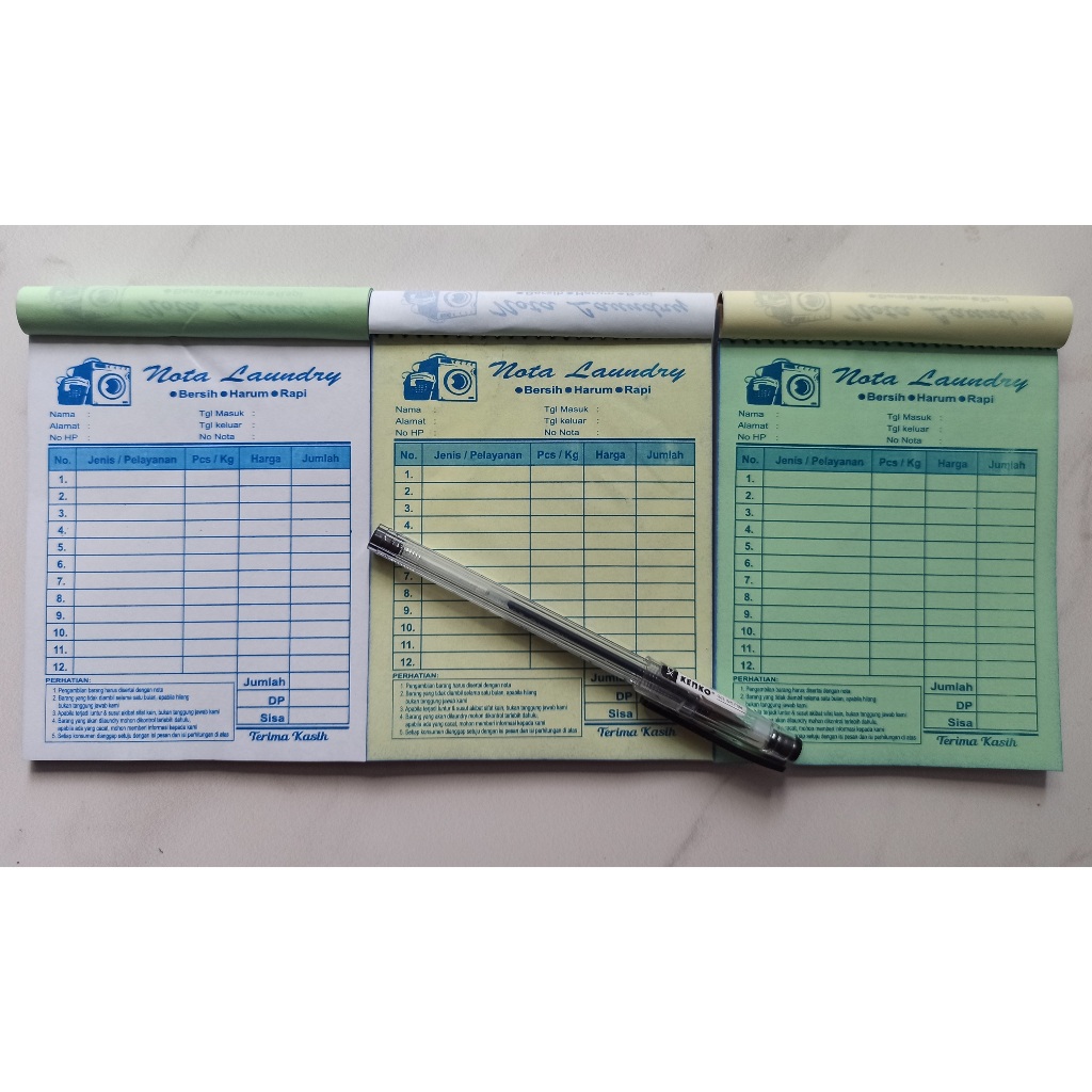 

BUKU NOTA LAUNDRY NCR 3 PLY (READY STOCK) / NOTA MURAH NCR 3 PLY UKURAN 10 X 13 CM