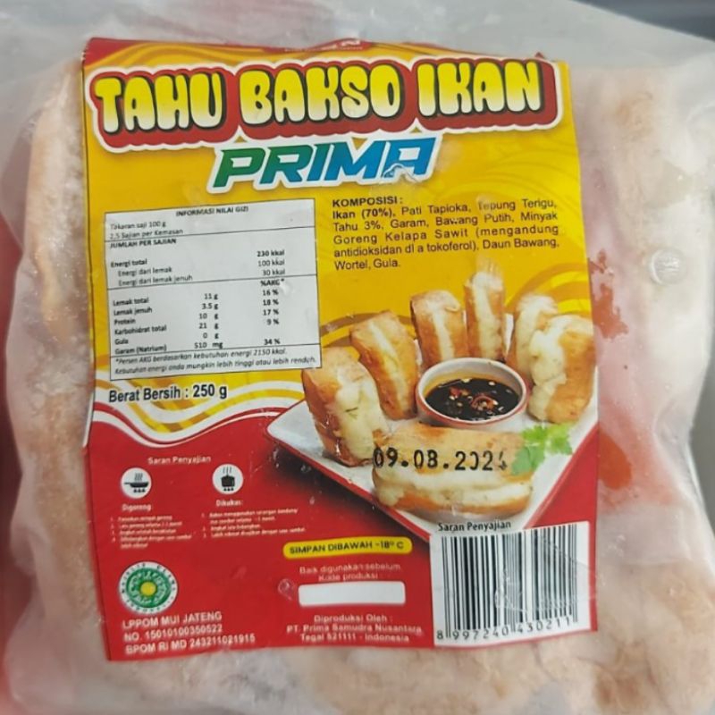 Tahu Bakso Ikan Prima 250gr Frozen Food Sukabumi