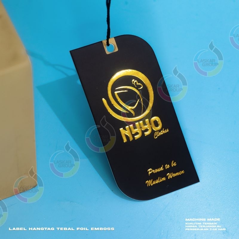

hangtag premium/ hangtag foil embos mengkilap / hangtag murah / label merek