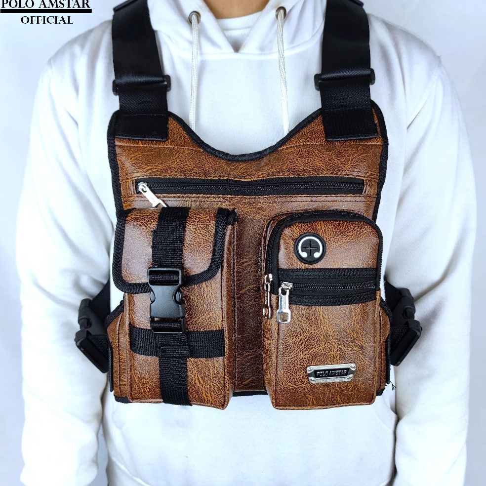 Murah TAS SELEMPANG Tas Dada Polo Amstar Chest Bag Waterproof Tactical Rig Bag Tas Sporty Kulit Kant