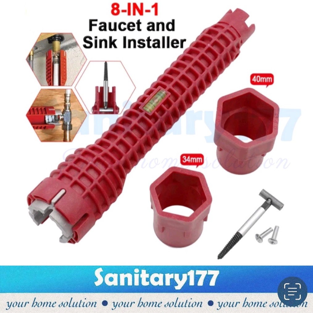 ART U19S Kunci pas 8in1installer tool 8 in 1 kran keran air wastafel cuci piring dapur multi fungsi 