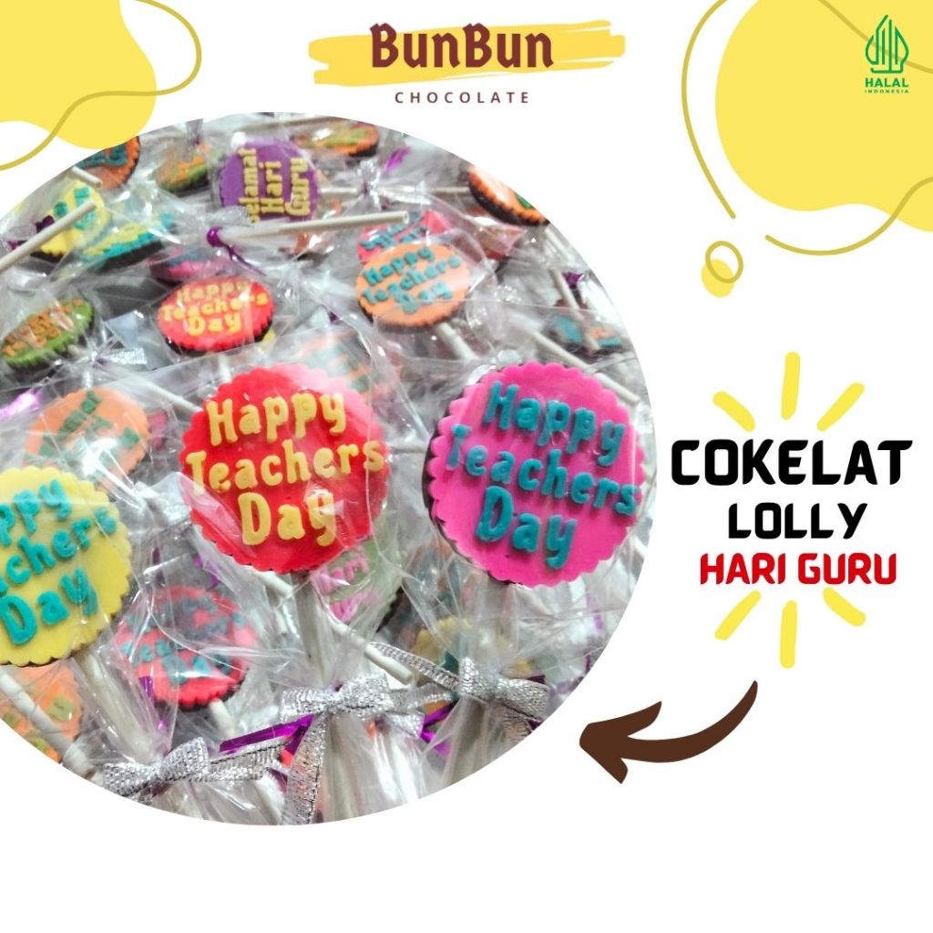 

Cokelat Lolly Hari Guru / hari guru / teachers day / cokelat / cokelat halal / cokelat / oleh-oleh / homemade / best seller / cokelat lolly / cokelat stik