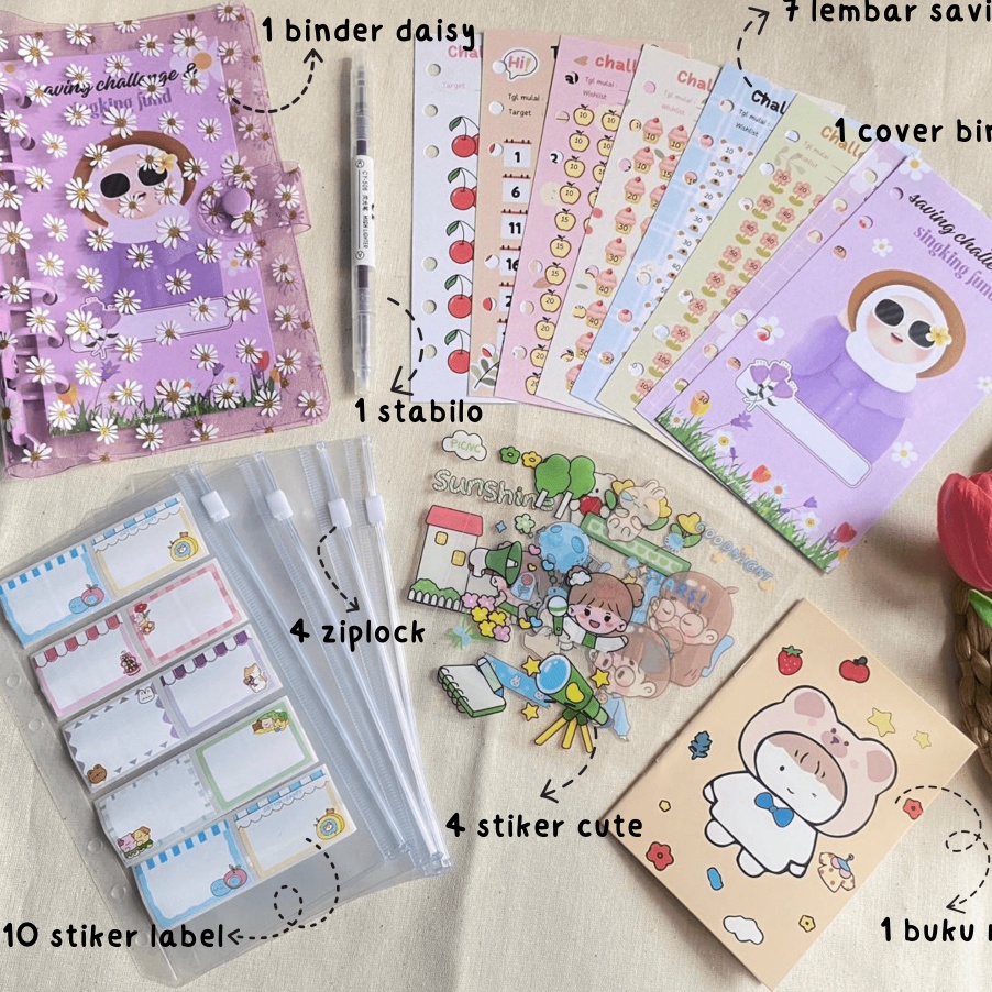 

TERBARU PAKET NABUNG BINDER A6 DAISY PAKET BINDER MENABUNG A6