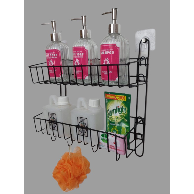 Rak kamar mandi/Rak Bumbu Besi Susun 2/Rak Bumbu Besi