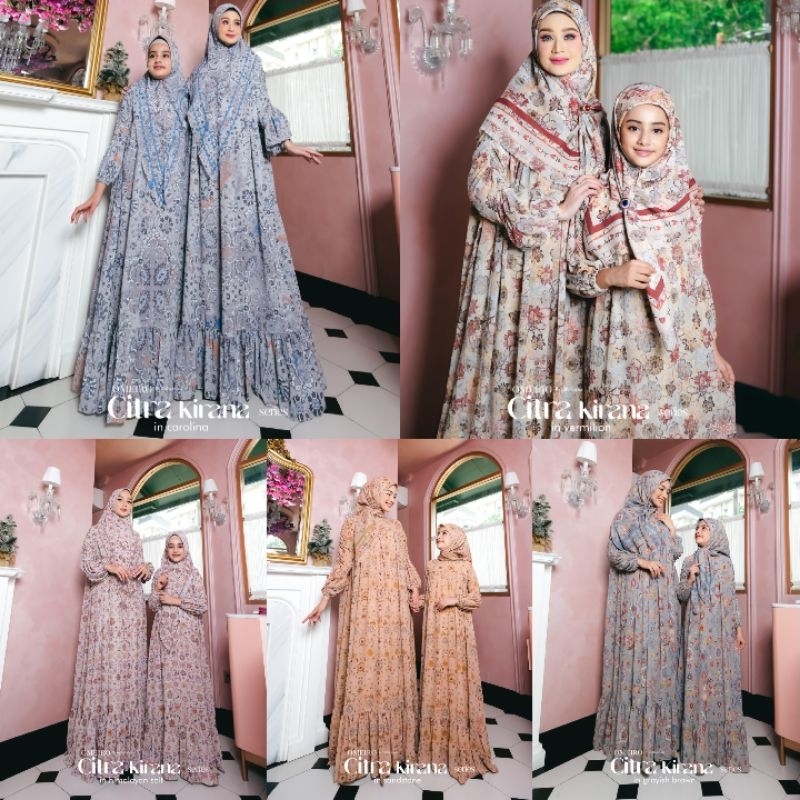 (p1a) OMEIRO CITRA KIRANA COUPLE  Baju Gamis Syari Couple/Sarimbit/Serimbit Ibu dan Anak Citra Kiran