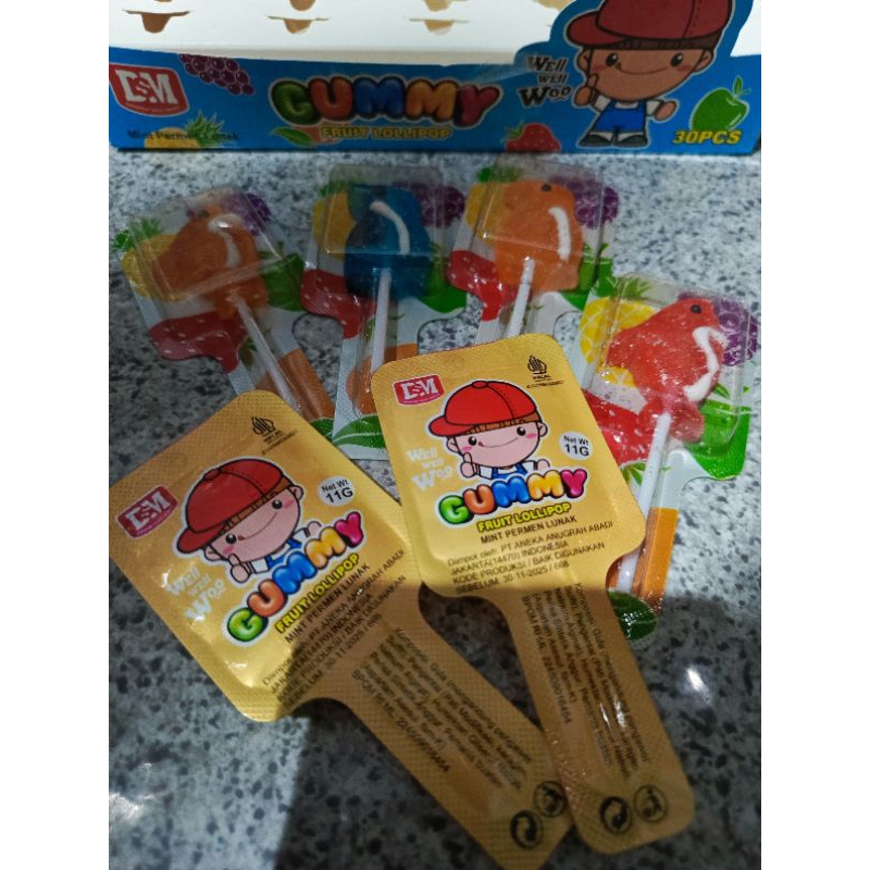 

Permen gummy fruit lollipop dsm candy