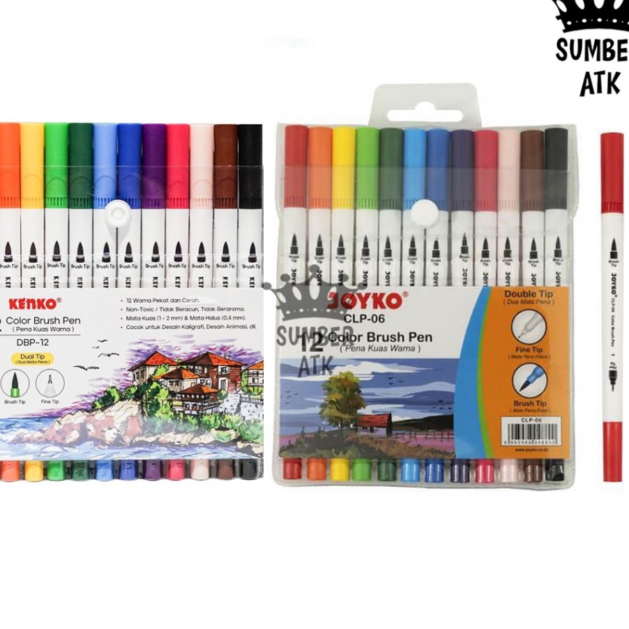 

STOK SIAP COD Color Brush Pen Pena Kuas Warna Joyko CLP6 12 Warna Color