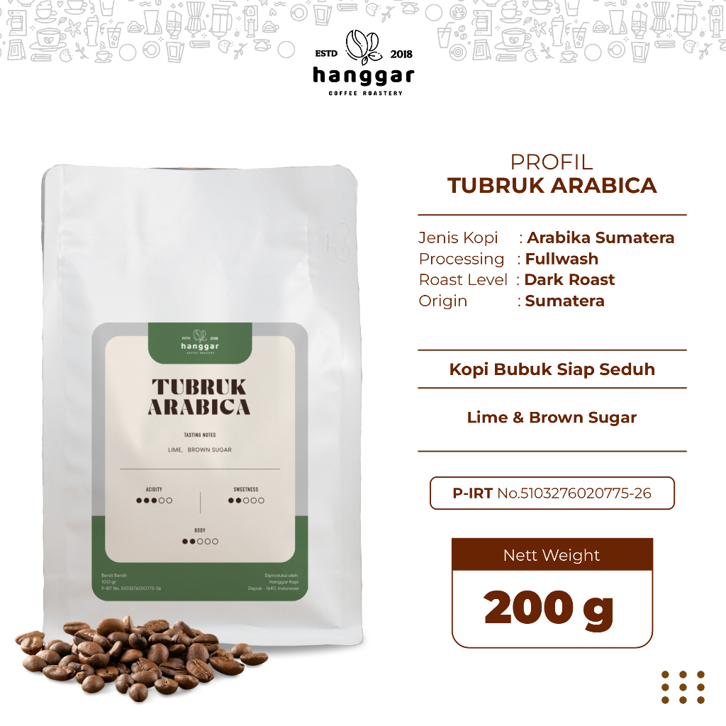 

Kopi Tubruk Arabika Sumatera Original Hanggar Roastery 200gram