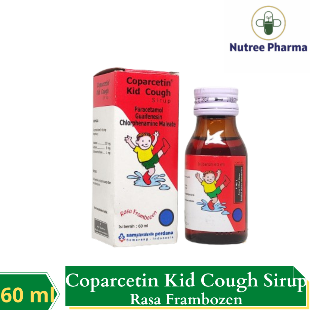 Coparcetin Kid Cough Syrup 60 ml Rasa Frambozen | Obat Batuk Alergi | Flu Pilek | Panas Demam Anak |