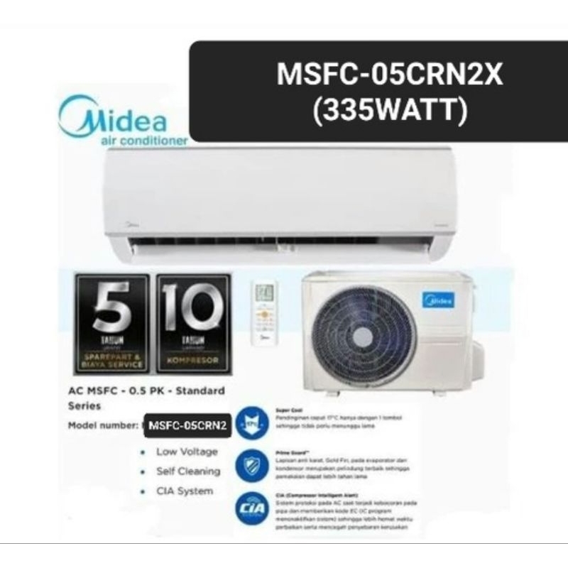AC MIDEA MSFC 05CRN2X 1/2 PK AC MIDEA 1/2PK AC 1/2PK MURAH AC LOW WATT R32