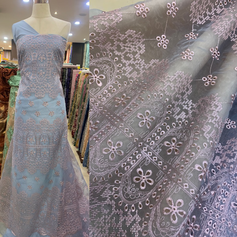 Bahan kain organza bordir etnik [D-1]]