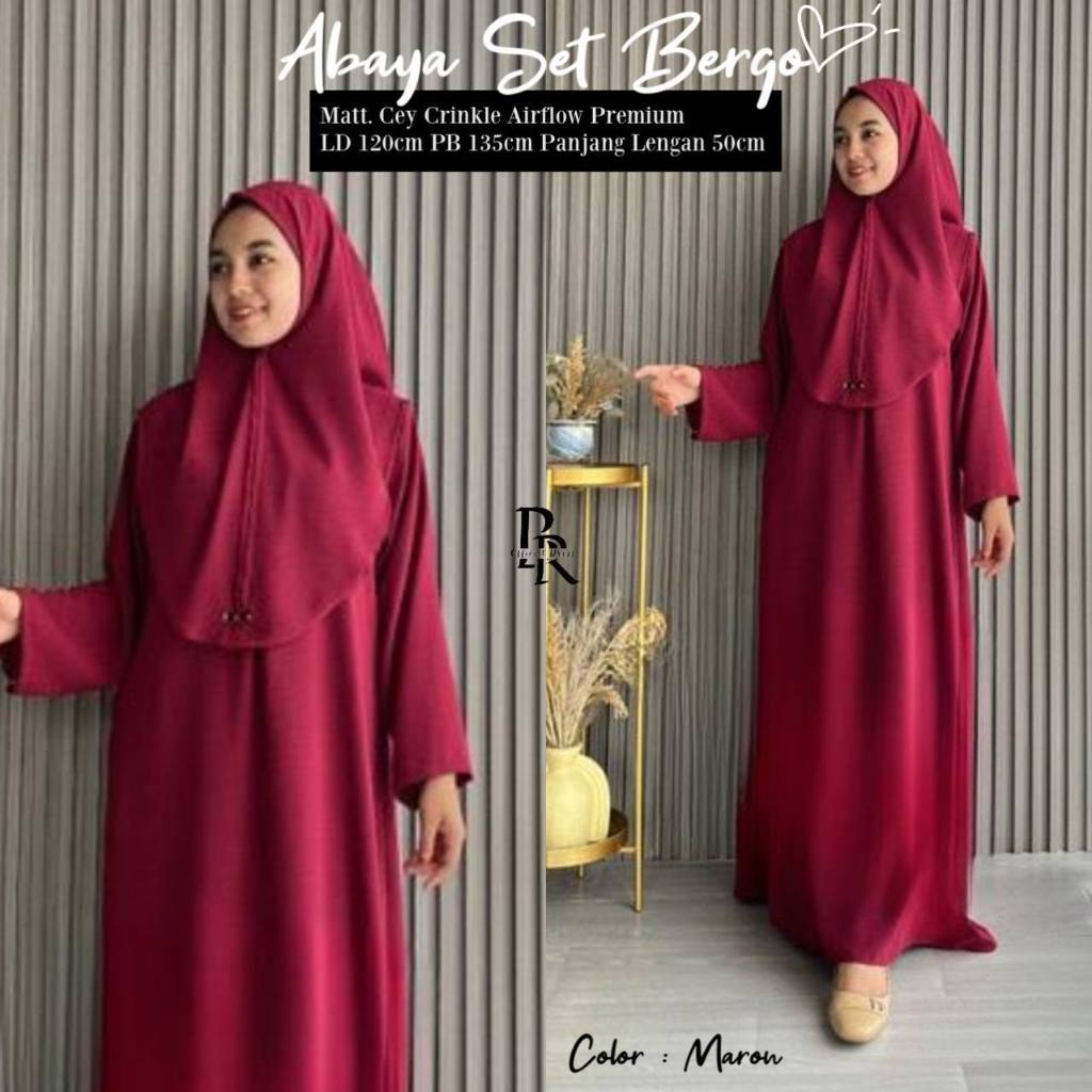 Arumi Abaya Set Maxy Dress Crinkle Airflow Premium Gamis Remaja Terbaru Kekinian Busui Jumbo Free Be